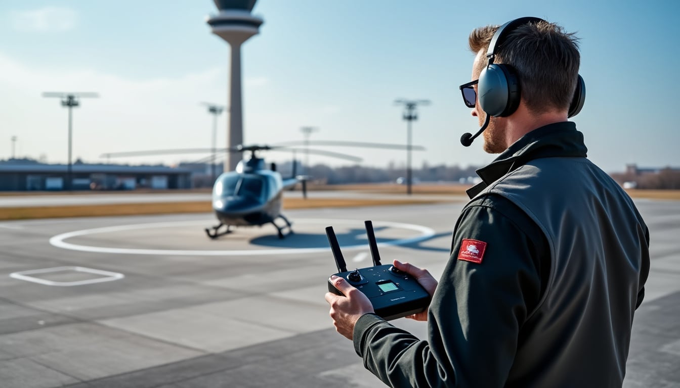 découvrez pourquoi la communication via radio vhf avec la tour de contrôle est essentielle pour piloter un drone en toute sécurité près d'un héliport.
