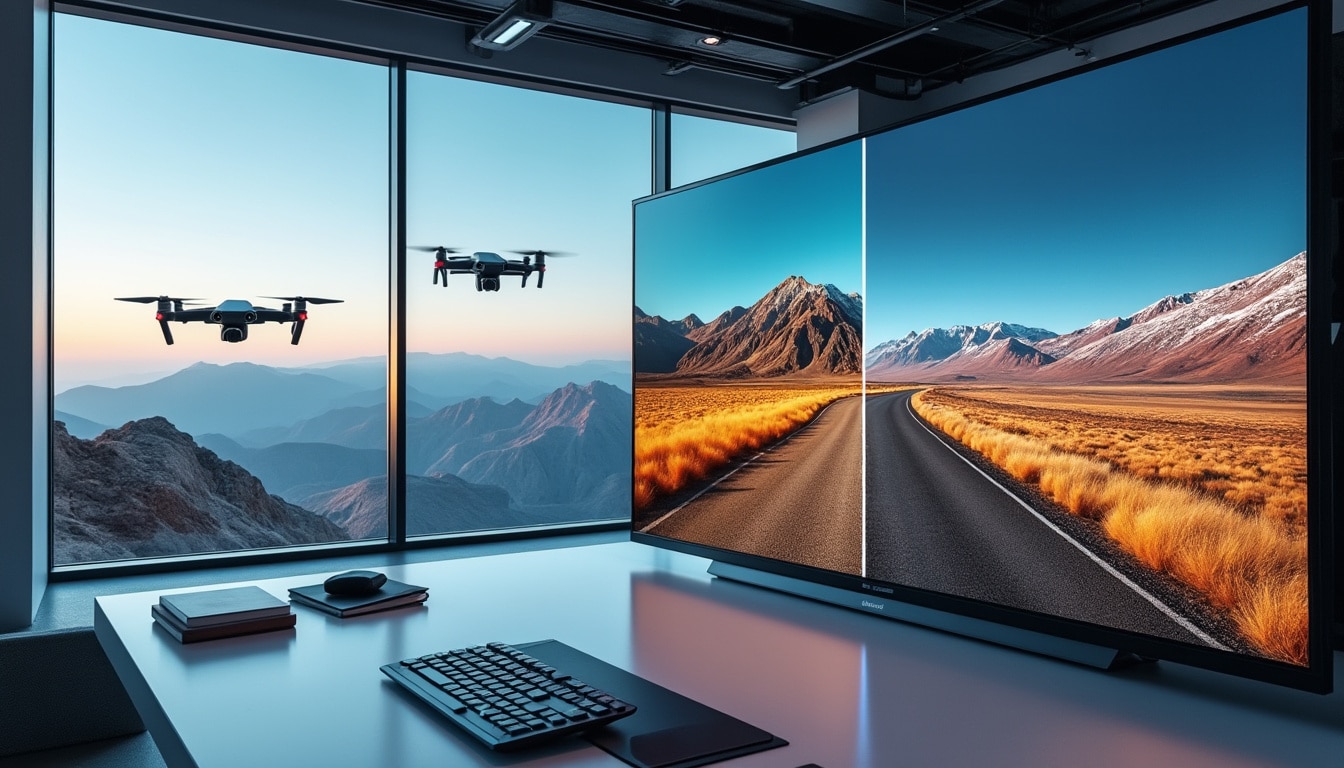découvrez comment l'étalonnage des couleurs en post-production permet d'uniformiser et d'améliorer le rendu visuel des images capturées par drone caméra pour un résultat professionnel et harmonieux.