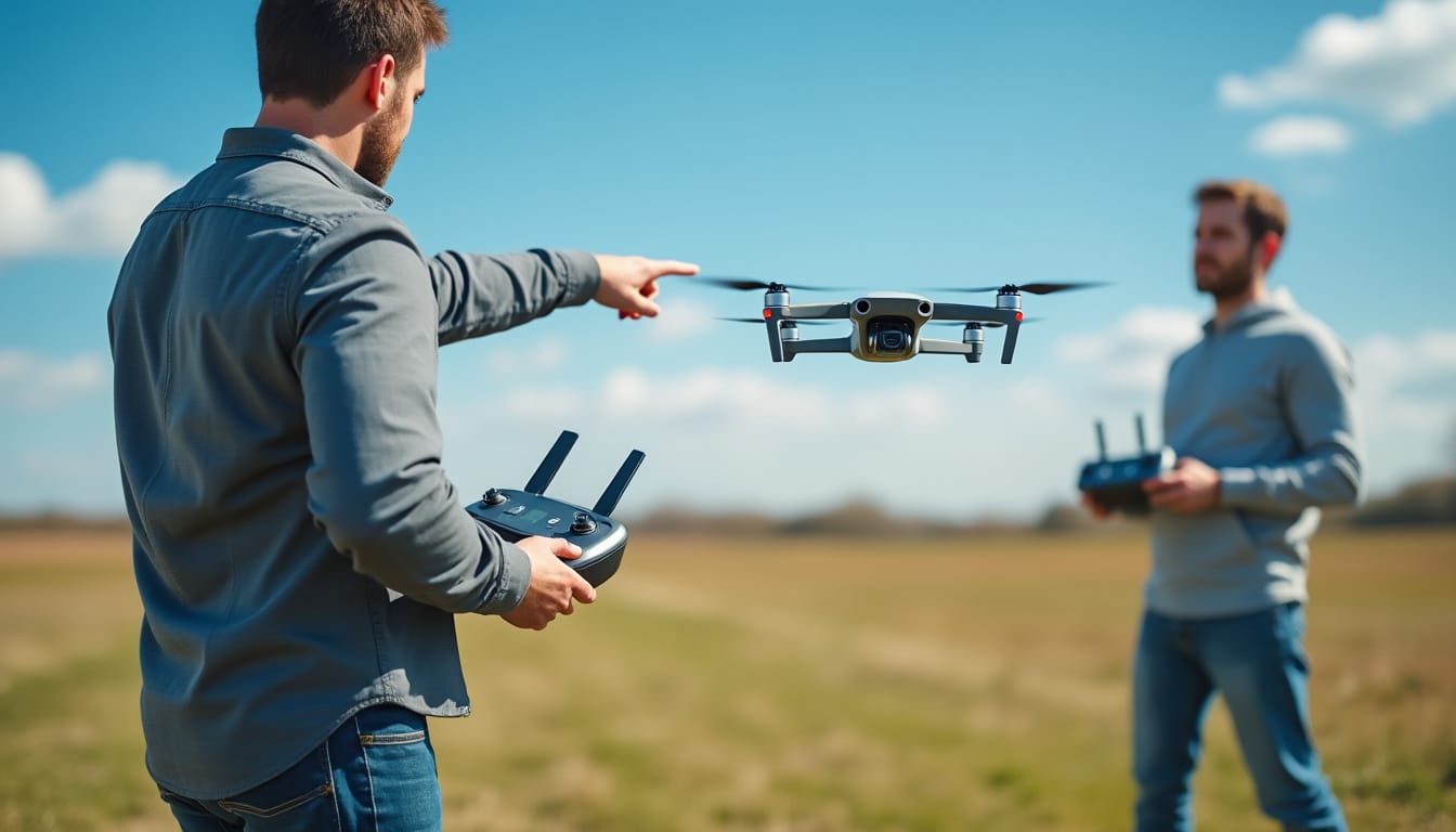découvrez comment la configuration des doubles commandes permet à un instructeur d'enseigner efficacement le pilotage de drone à un élève, garantissant une formation sûre et interactive.