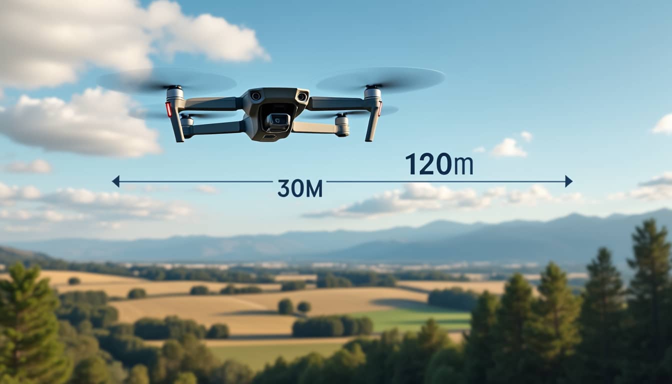 découvrez pourquoi la distance d'éloignement de 120 mètres détermine la limite légale de hauteur pour l'utilisation des drones selon la réglementation en vigueur.